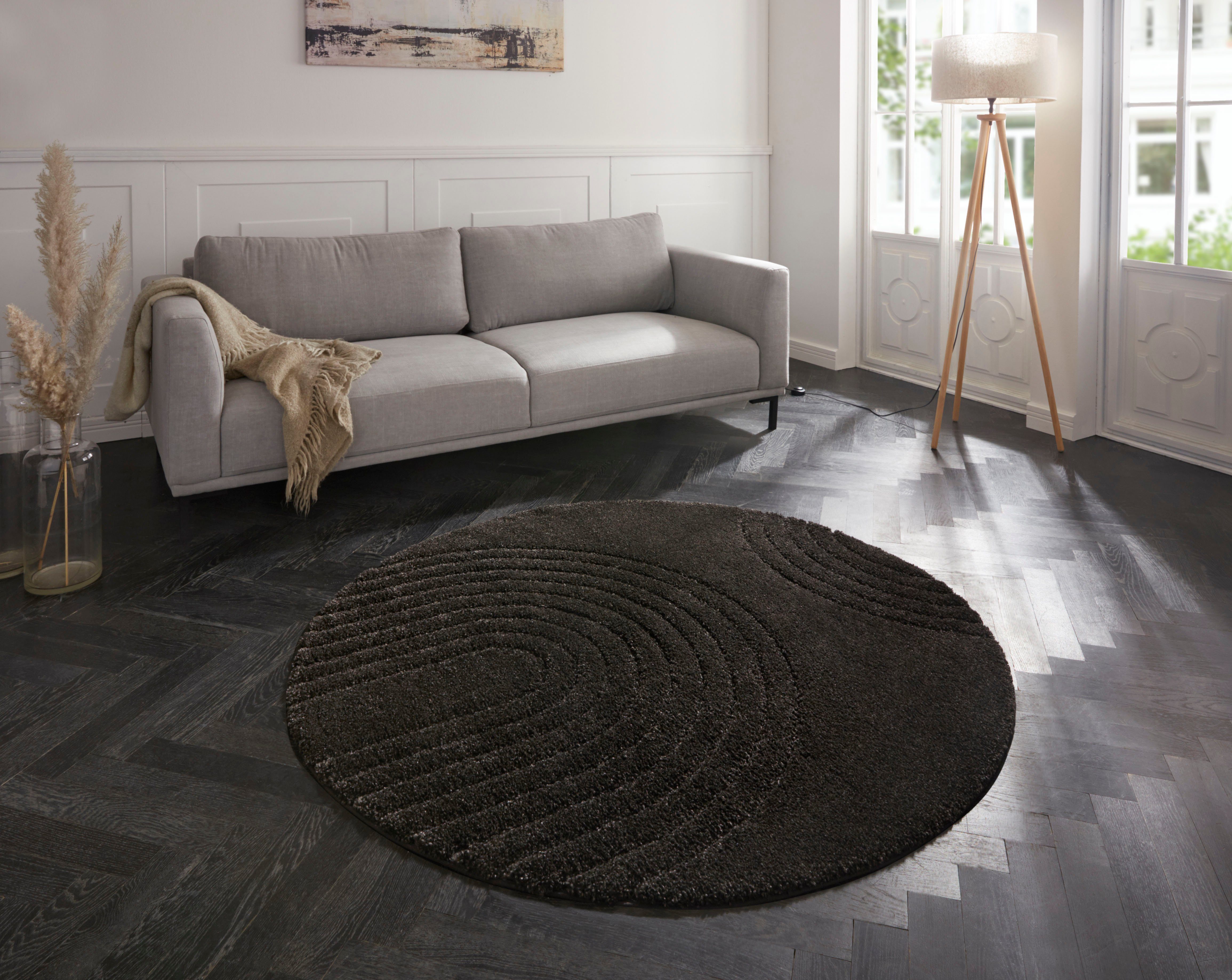 Designteppich Fergus, HANSE Home, rund, Höhe: 22 mm, Shaggy, Weich, Skandi, Flauschig, Teppich, Wohnzimmer, Schlafzimmer