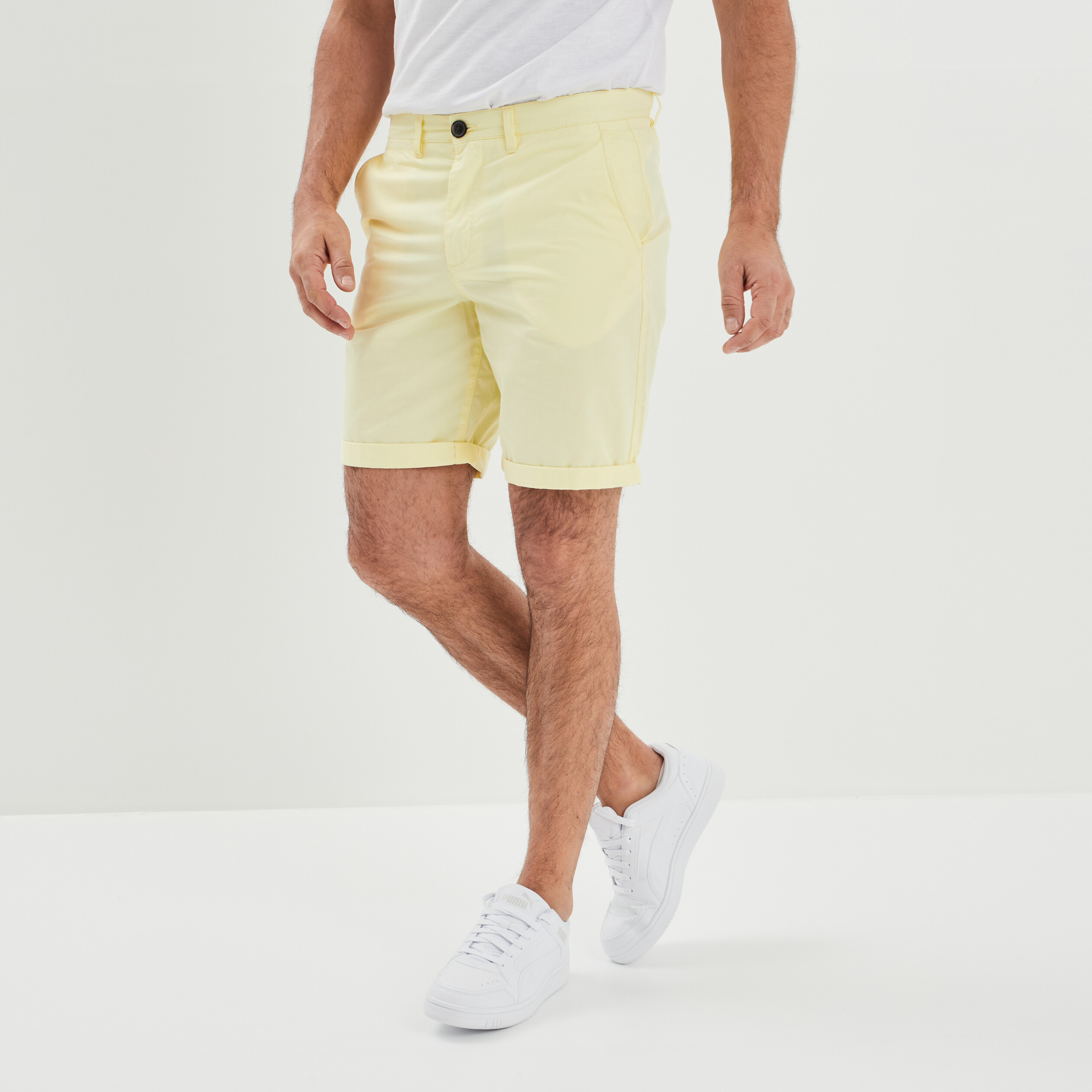 Bermuda chino regular jaune clair homme | La Halle