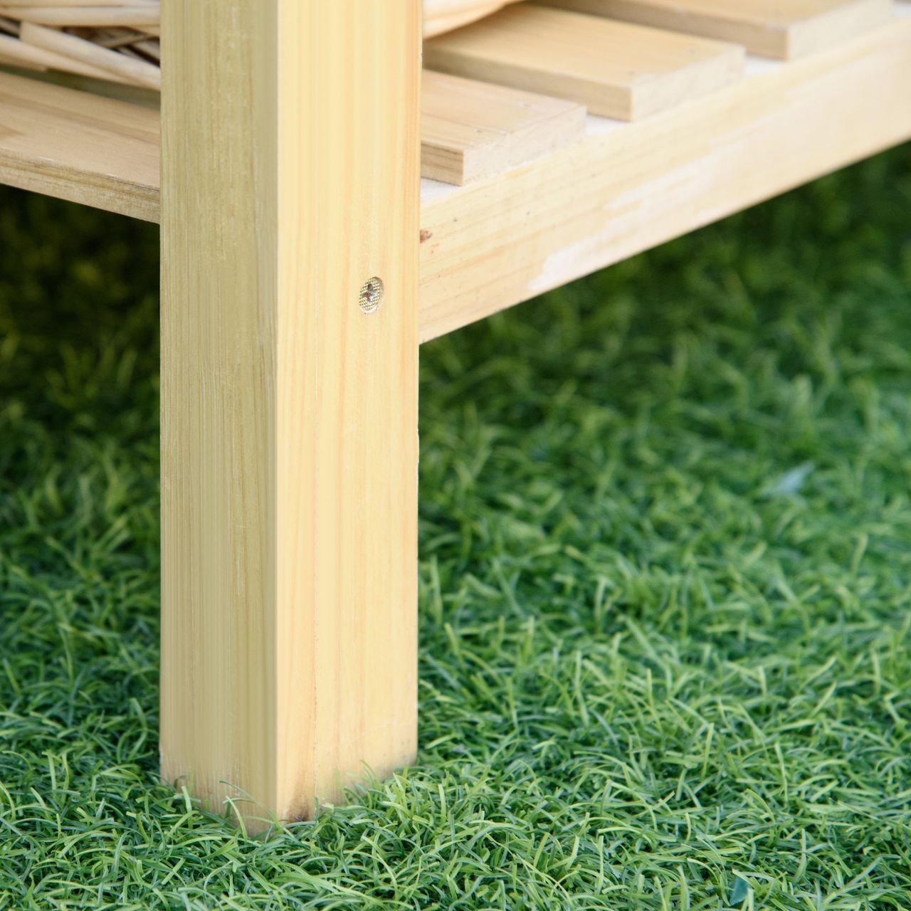Outsunny Pflanztisch Gärtnertisch mit 8 Haken Schublade Natur 151x45,5x143 cm