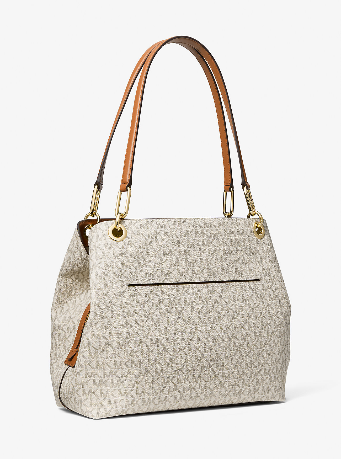 Kensington Stor Tote Bag med Signaturlogo – VANILJE/EIKORN