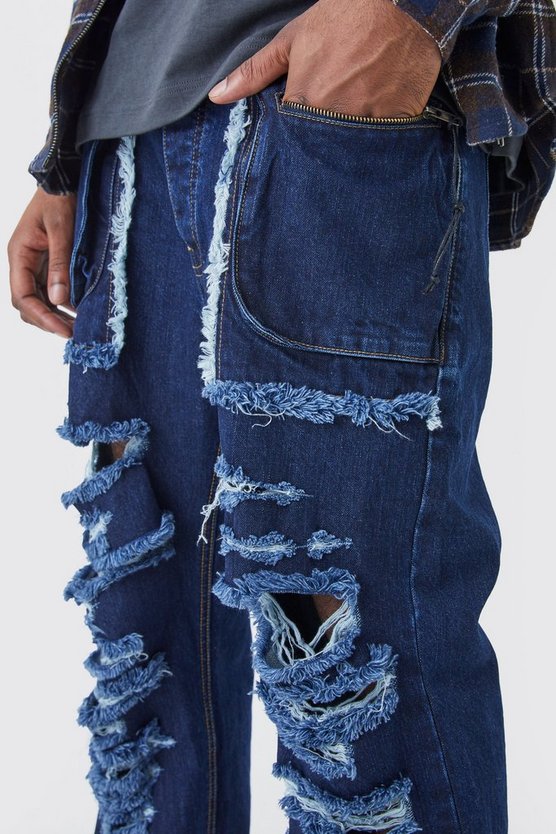 Tall lockere zerrissene Jeans mit Cargo-Taschen