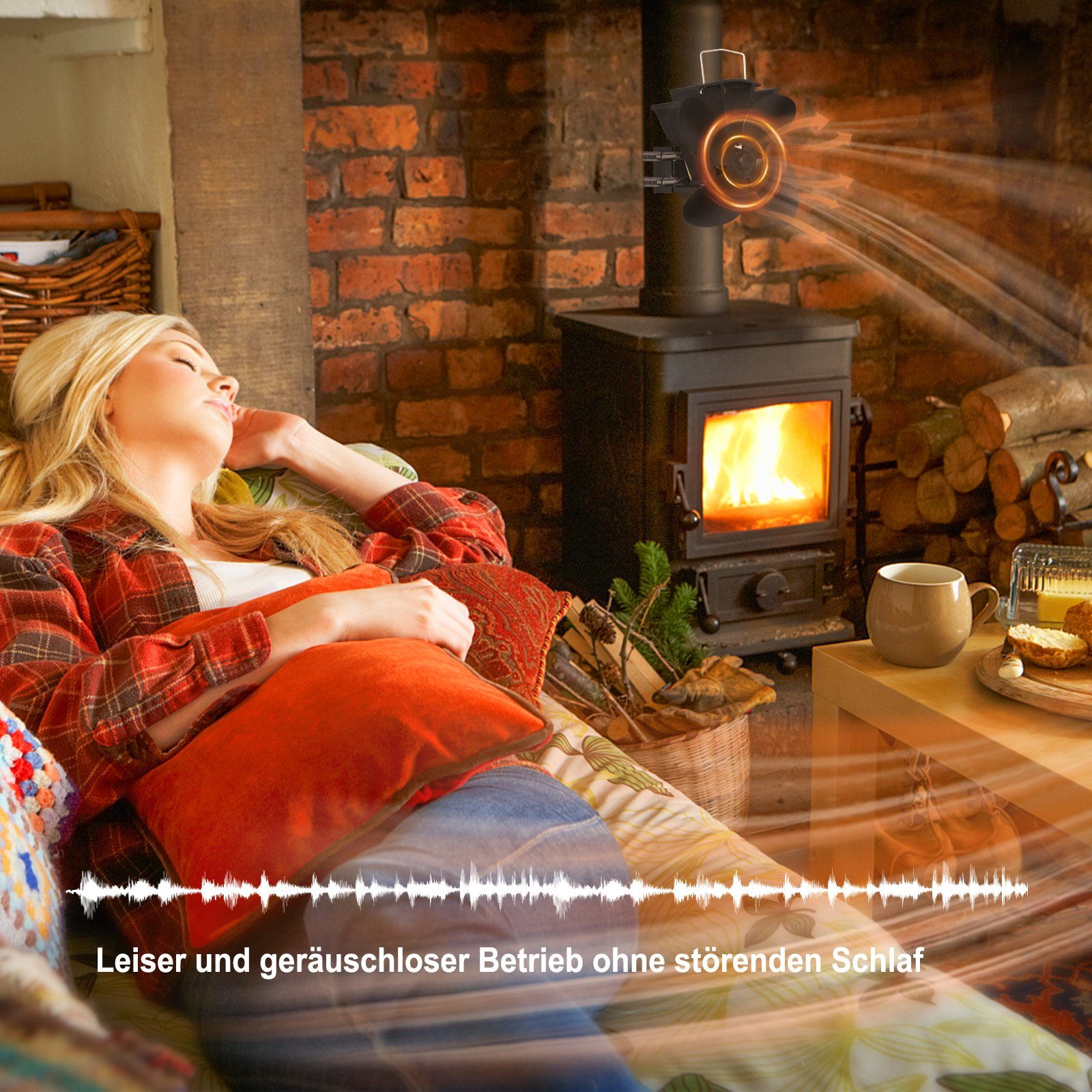 UISEBRT Kaminventilator Ofenventilator Ohne Strom für Ofenrohr, Leiser Kamin Ventilator