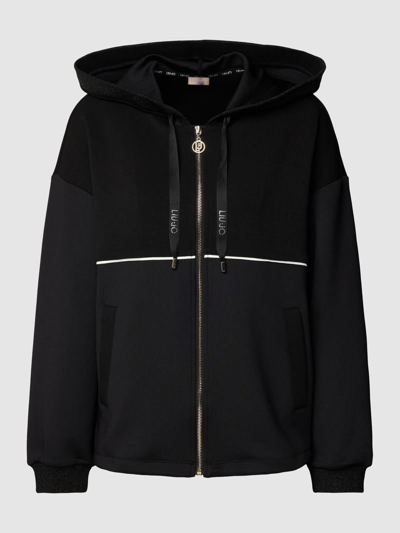 Sweatjacke mit Kapuze und Tunnelzug in black