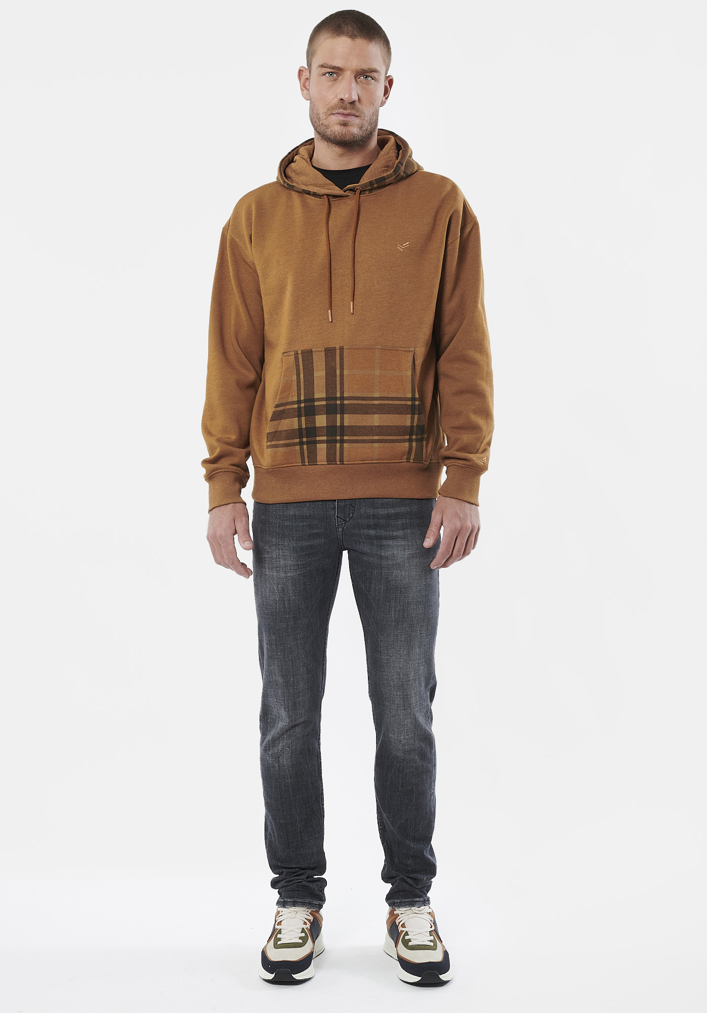 TODD   Sweat à carreaux marron homme