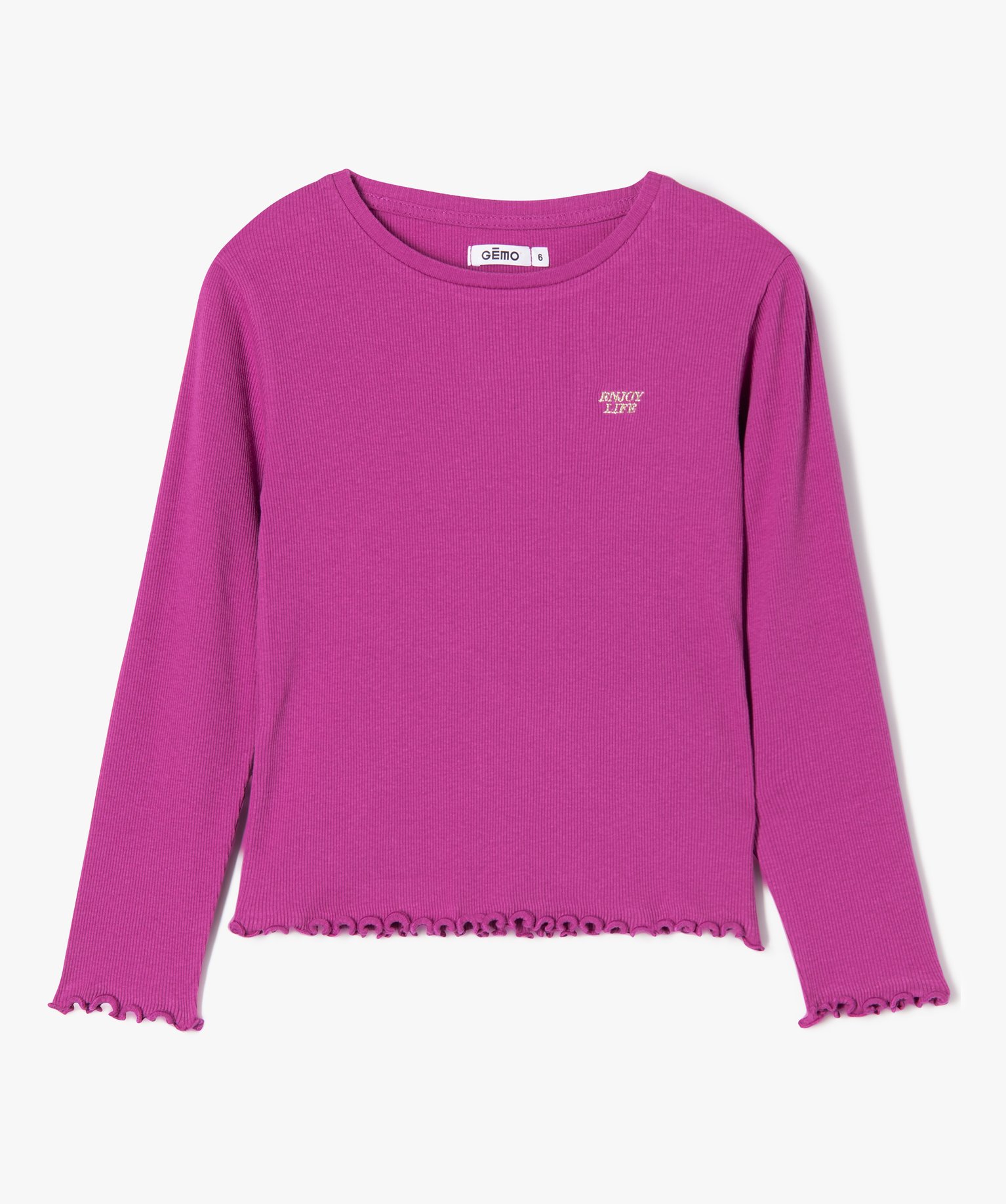 Tee-shirt à manches longues et maille ctelée fille violet | GEMO