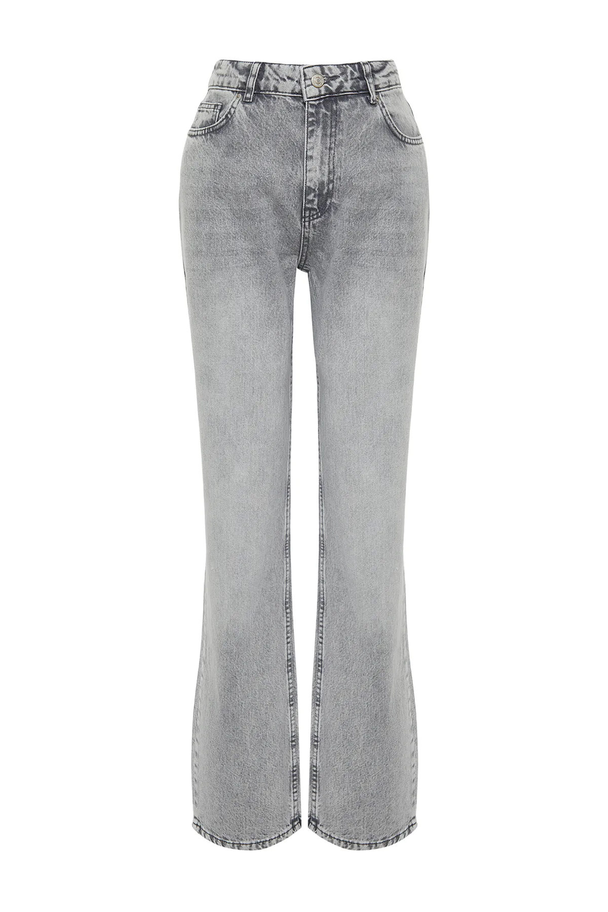 Trendyol Collection  Graue Jeans mit niedriger Taille und weitem Bein TWOSS24JE00033