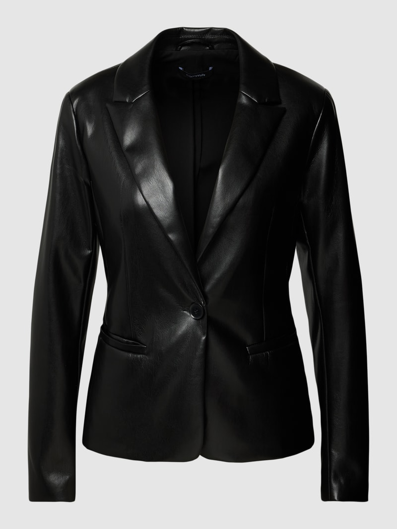 Blazer in Leder-Optik in schwarz