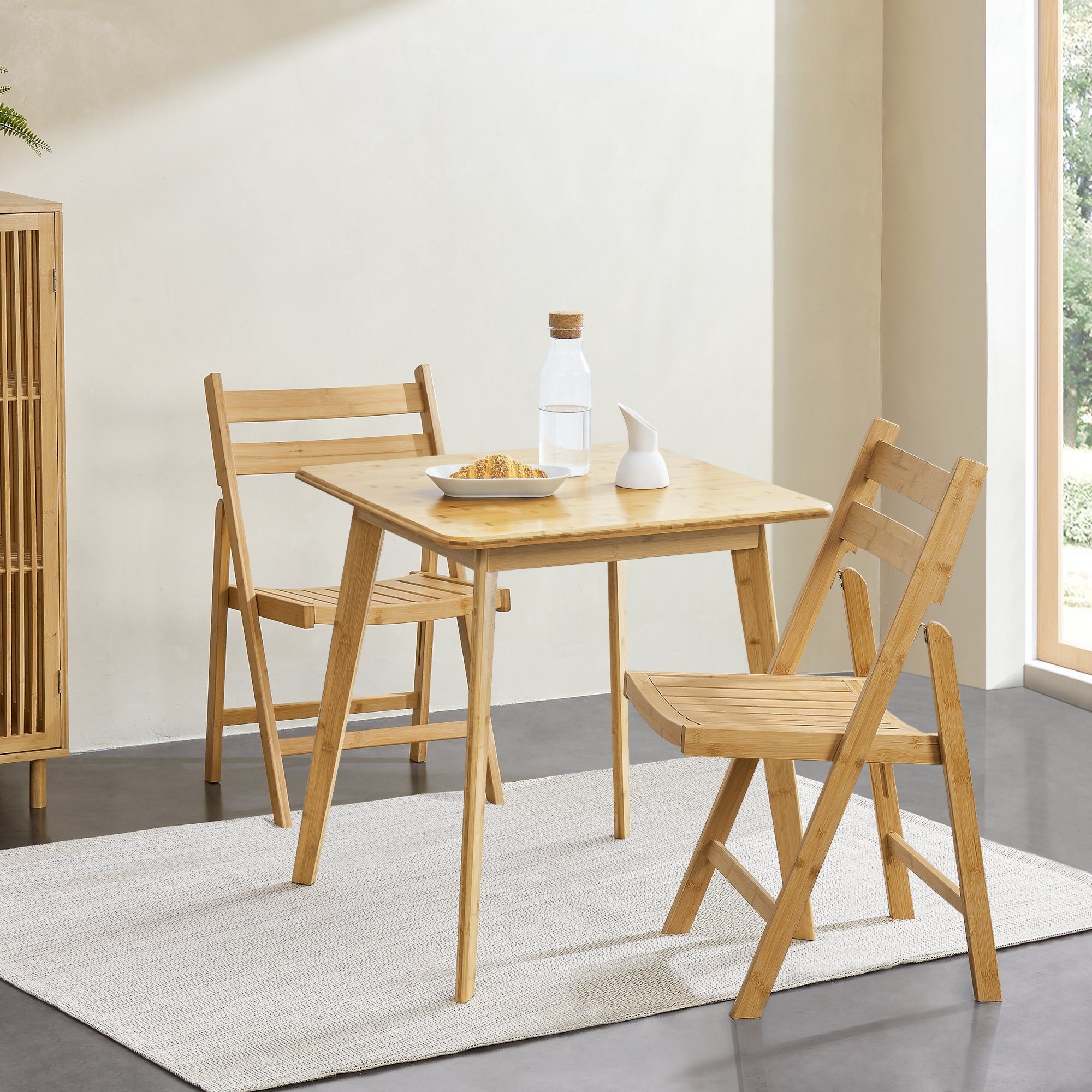 en.casa Klappstuhl (2 St), Gran Esszimmerstuhl aus Bambus 78x44cm