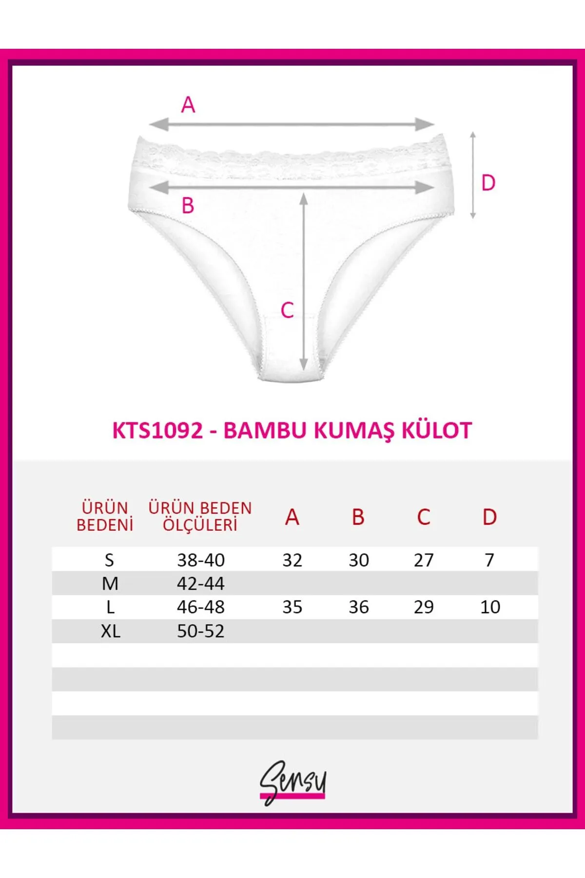 Sensu  3-teiliges Damen-Höschenset aus Spezialstoff mit Bambus-Taille und Spitze