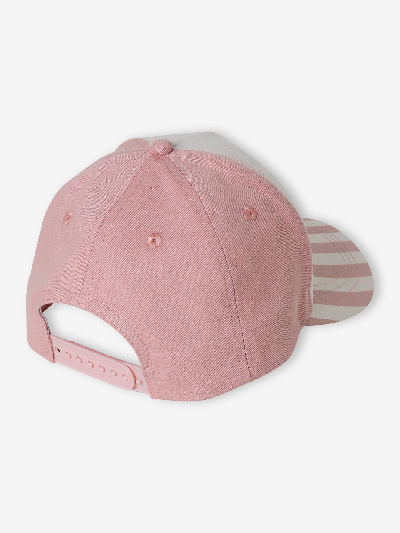 Casquette fille licorne visière rayée rayé rose