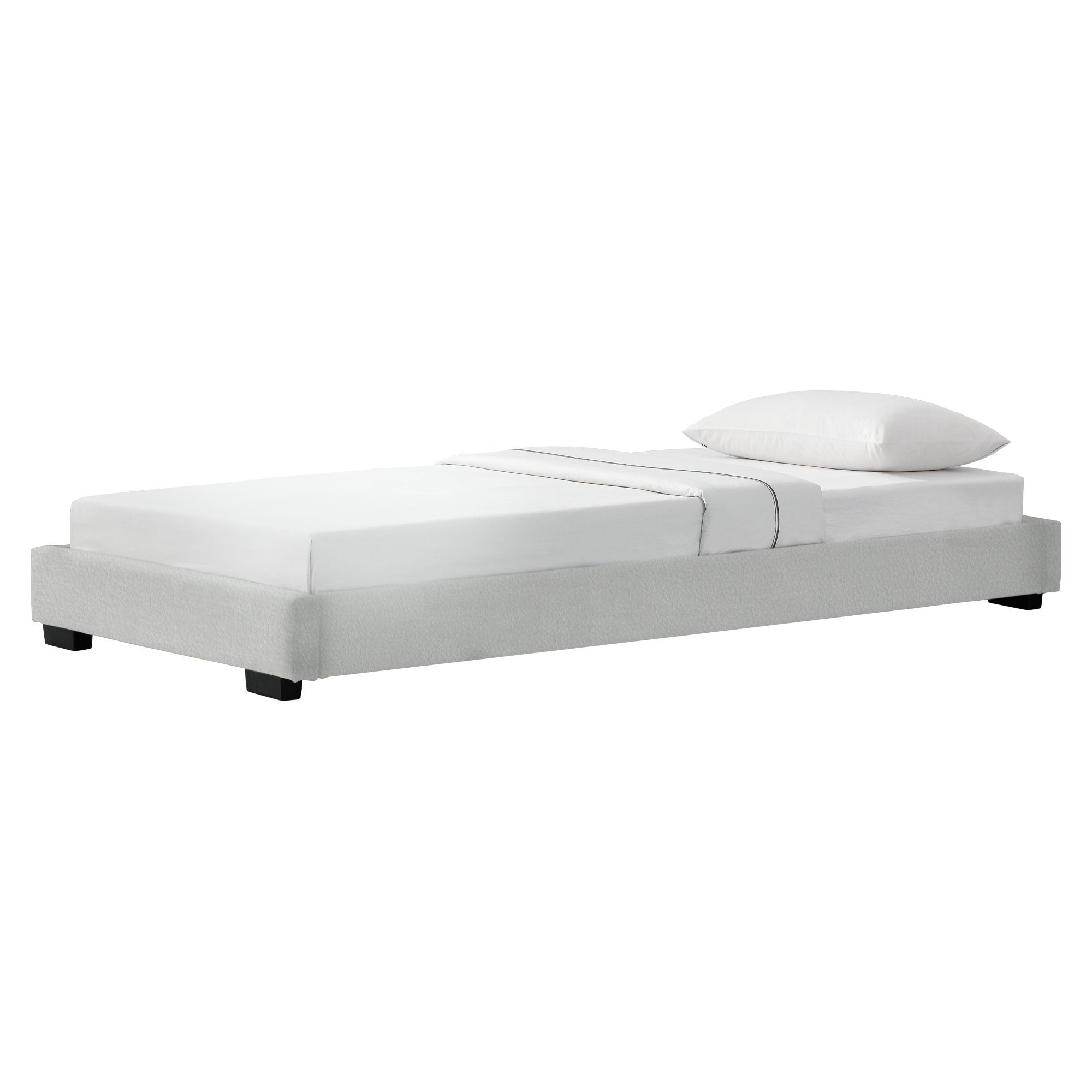 Corium Polsterbett, Masari Modernes Bett 90x200cm mit Lattenrost weiß Kunstleder