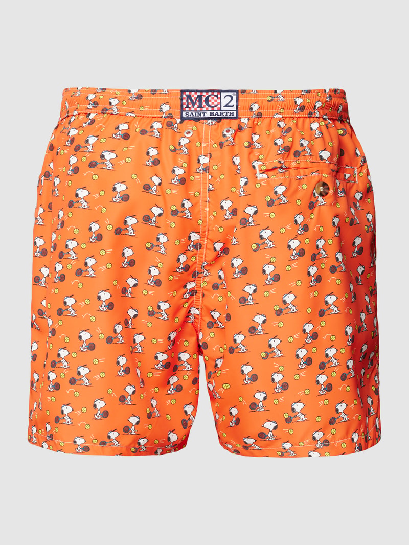 Badehose mit Allover-Print Modell 'LIGHTNING MICRO FANTASY' in dunkel orange