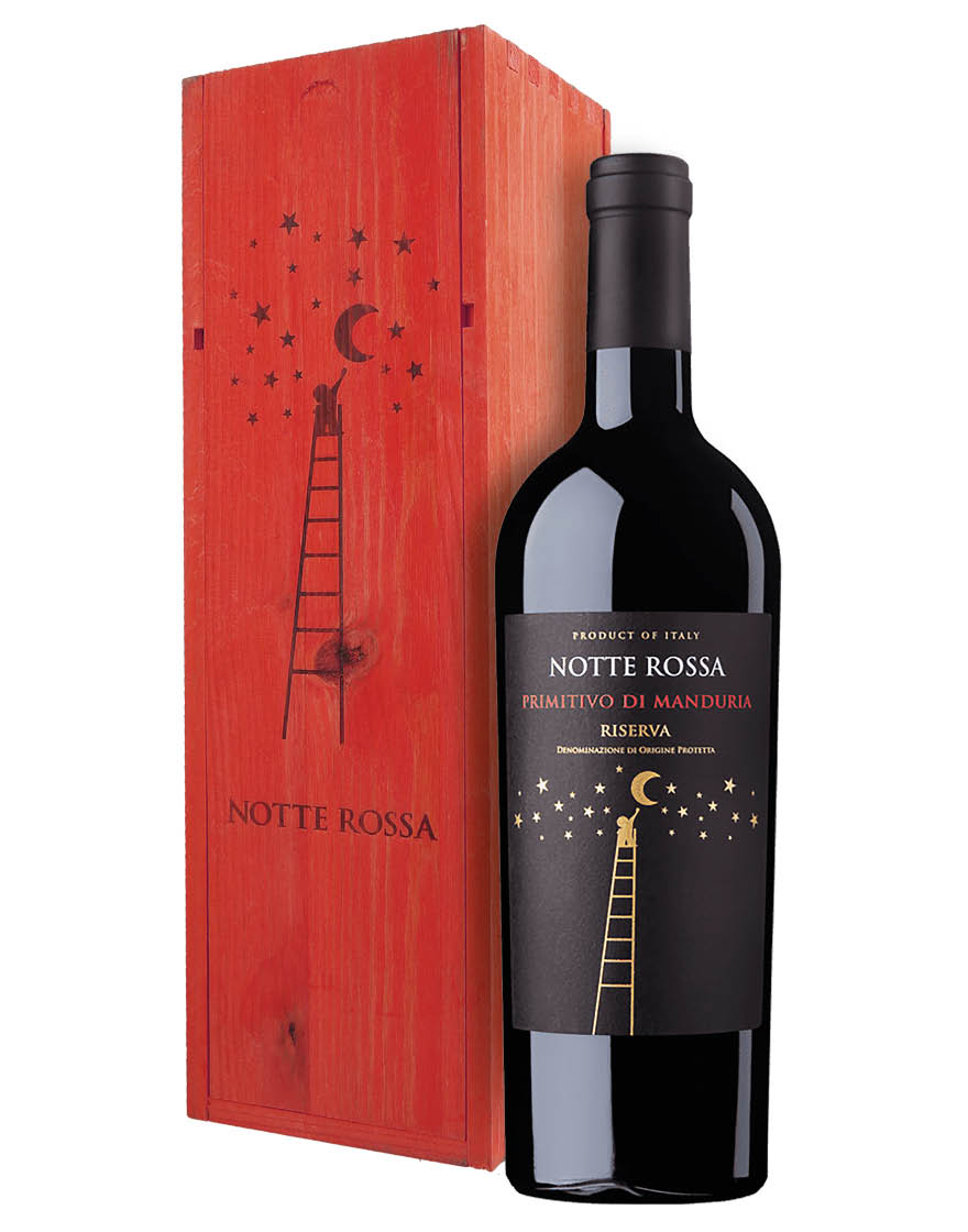 Primitivo di Manduria Riserva DOC 2018 Notte Rossa 0,75 ℓ, Caisse bois