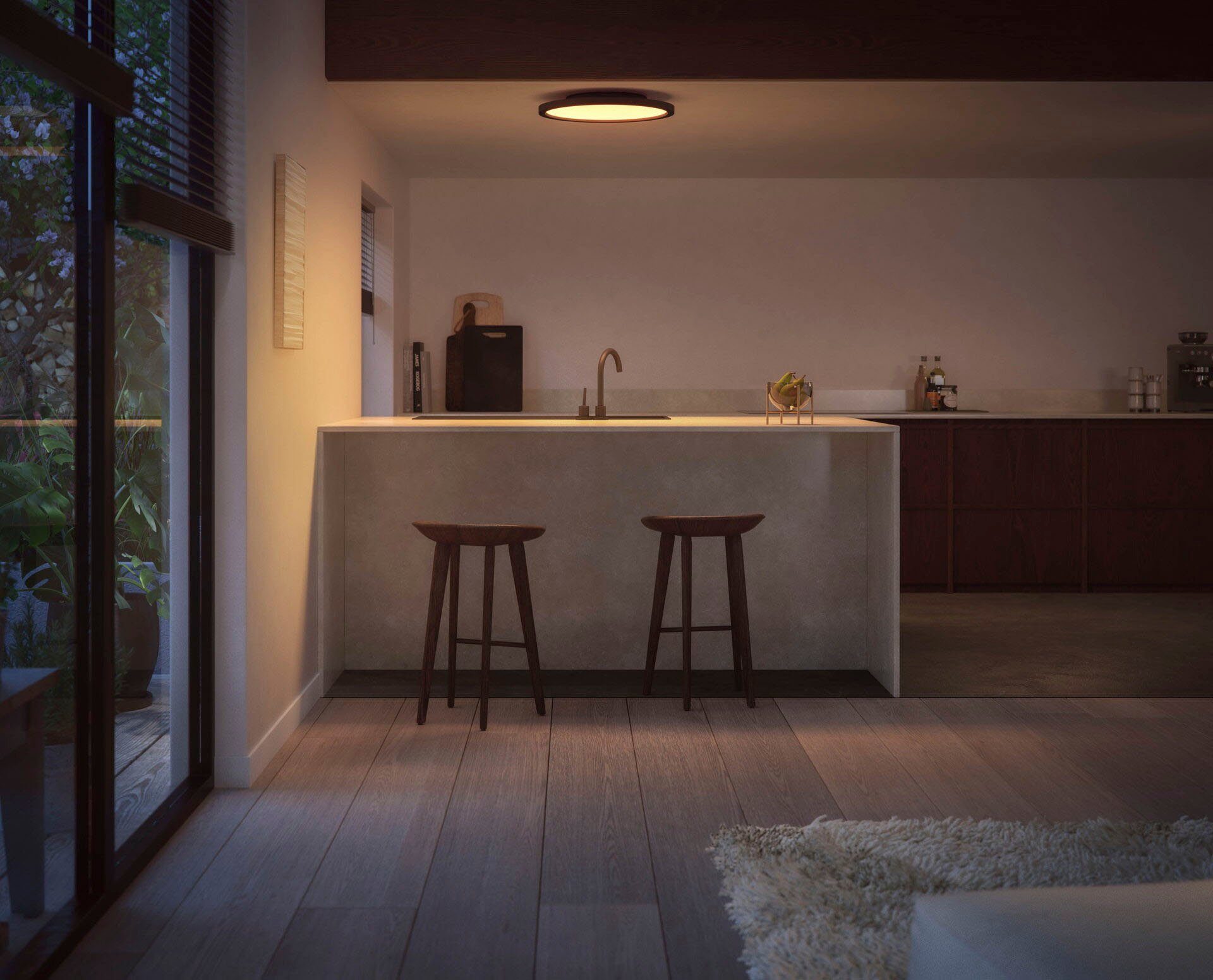 Philips Hue LED Deckenleuchte Aurelle, Bluetooth, Dimmfunktion, LED fest integriert, warmweiß - kaltweiß, mit Dimmschalter