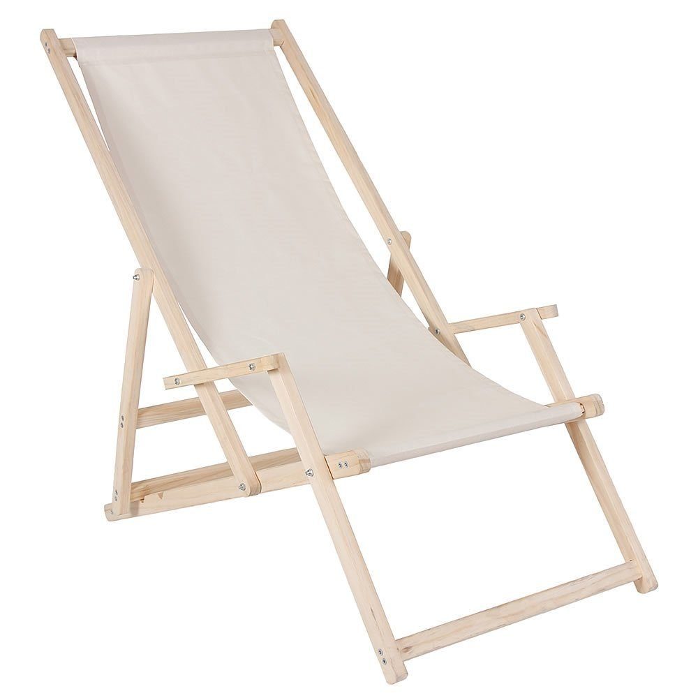 Melko Gartenstuhl Strandliege Liegestuhl Gartenliege Holz Freizeitliege Campingliege (Stück, 1 St), Inkl. Sicherung gegen ungewolltes Zusammenklappen