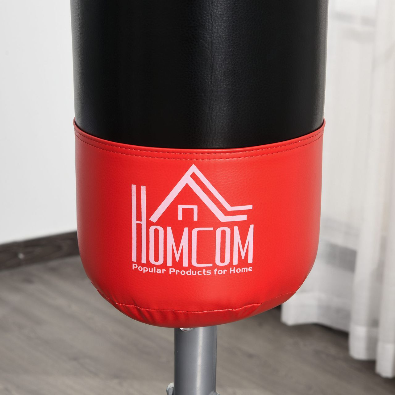 HOMCOM Standboxsack Erwachsene Freistehender Training mit Saugfuß Schwarz Rot 60x60x180 cm
