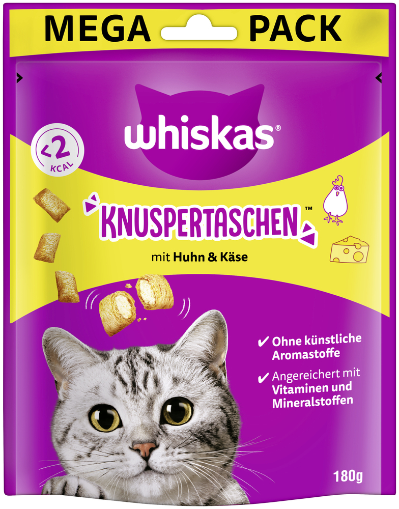 Whiskas Snacks Whiskas Knuspertaschen Mega Pack 180g Huhn & Käse