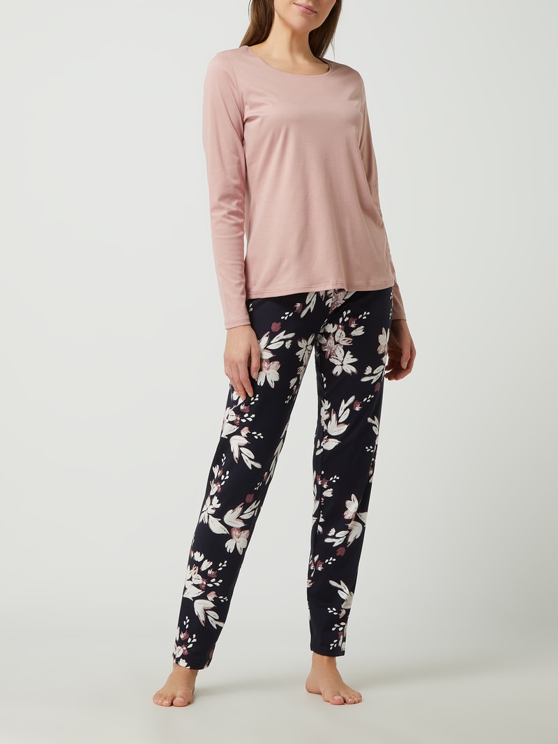 Pyjama-Hose mit floralem Muster in marineblau