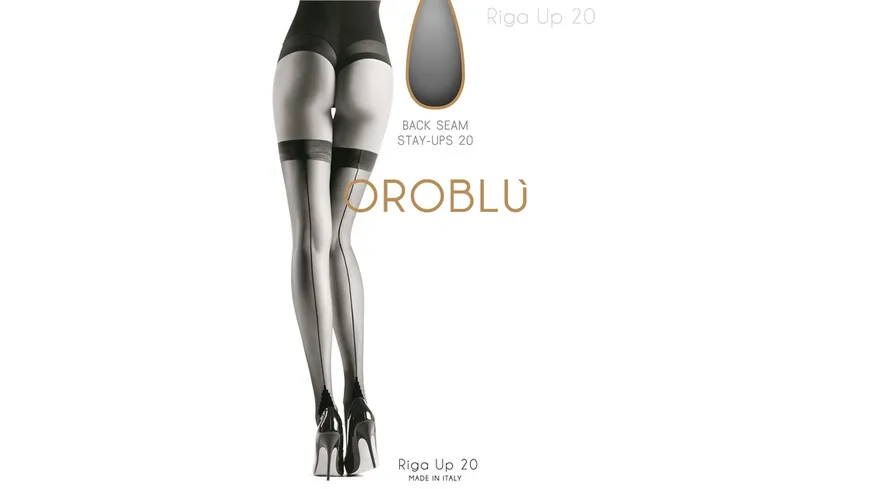 OROBLU Damen Halterlose Strümpfe Riga Up Fashion 20 DEN Black