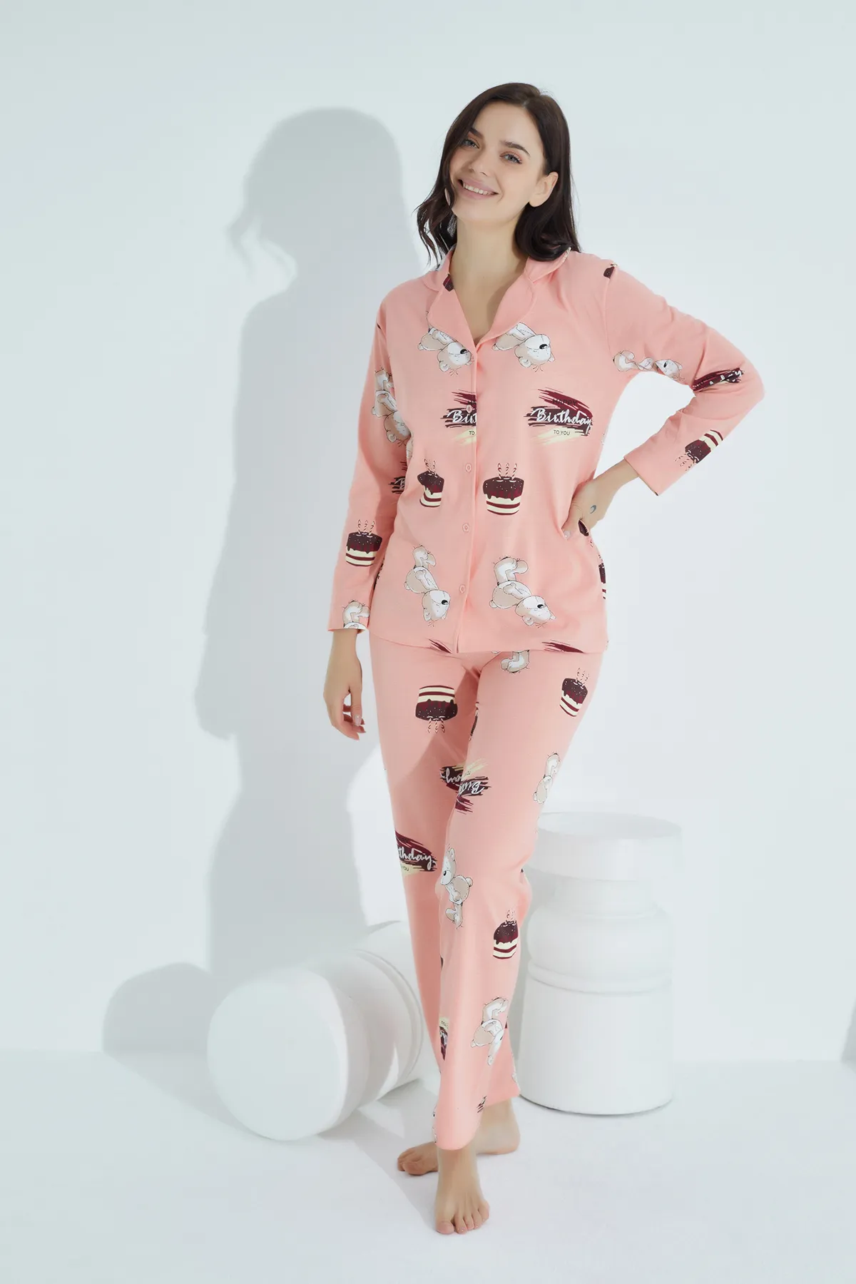 STRAWBERRY  Pyjama-Set aus Baumwolle mit Knöpfen