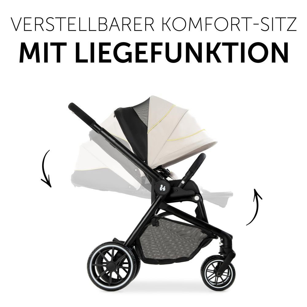 Hauck Kombi-Kinderwagen Move so Simply - Beige Neon, 2in1 Kinderwagen Buggy inkl. Babywanne & Sportsitz mit Liegefunktion