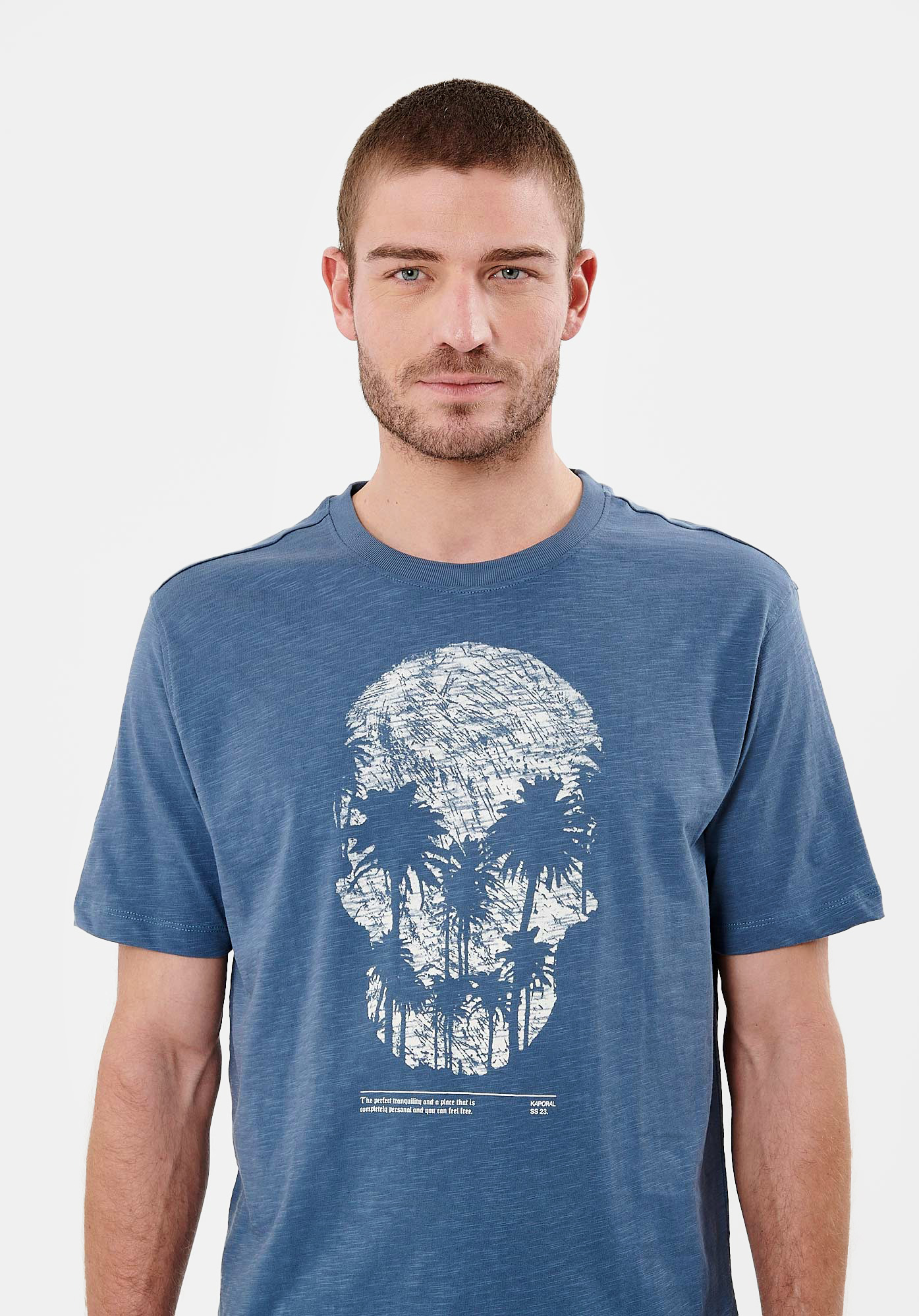 CLAUS  T-shirt bleu tête de mort Homme en 100% coton
