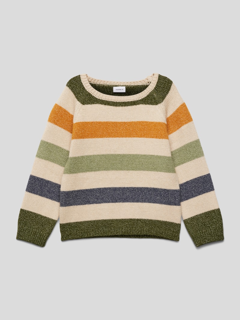 Strickpullover mit Blockstreifen in offwhite