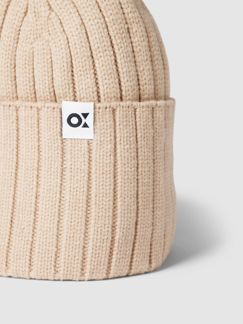 Beanie mit breitem Umschlag Modell 'Adela' in beige meliert