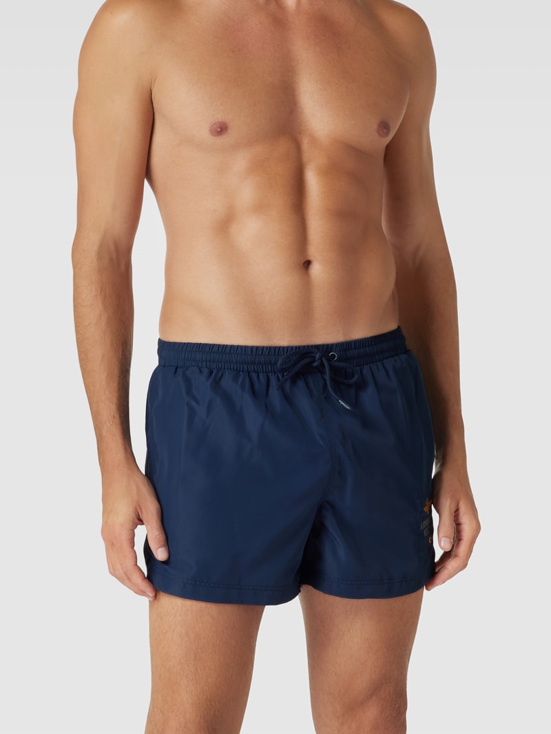 Badeshorts mit Label-Stitching Modell 'COSTUME' in marineblau