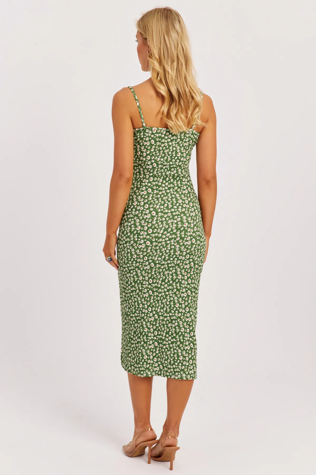 Cool & Sexy  Grünes Midikleid mit dünnen Trägern für Damen MON125