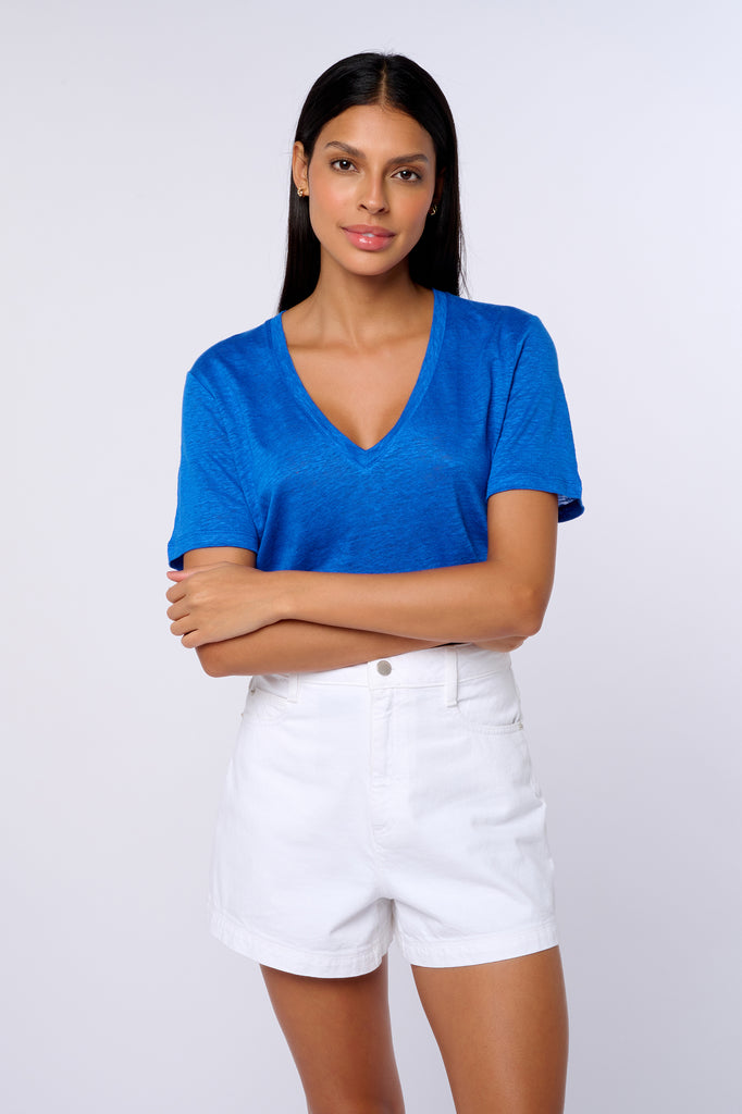 T-shirt V en lin Ima