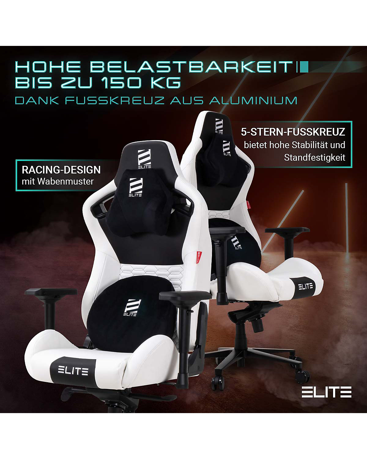 Gaming Stuhl MERCENARY - Ergonomischer Luxus Gaming Stuhl - 4D Armlehnen