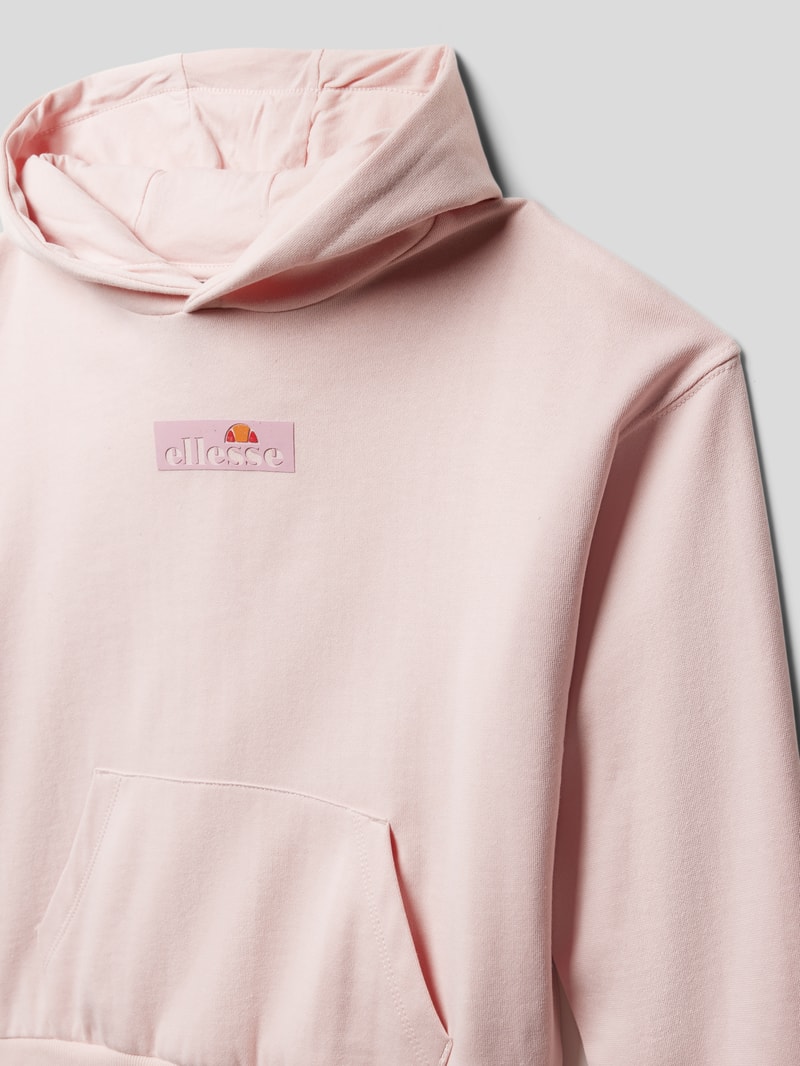 Hoodie mit Label-Print Modell 'Olana' in hellrosa