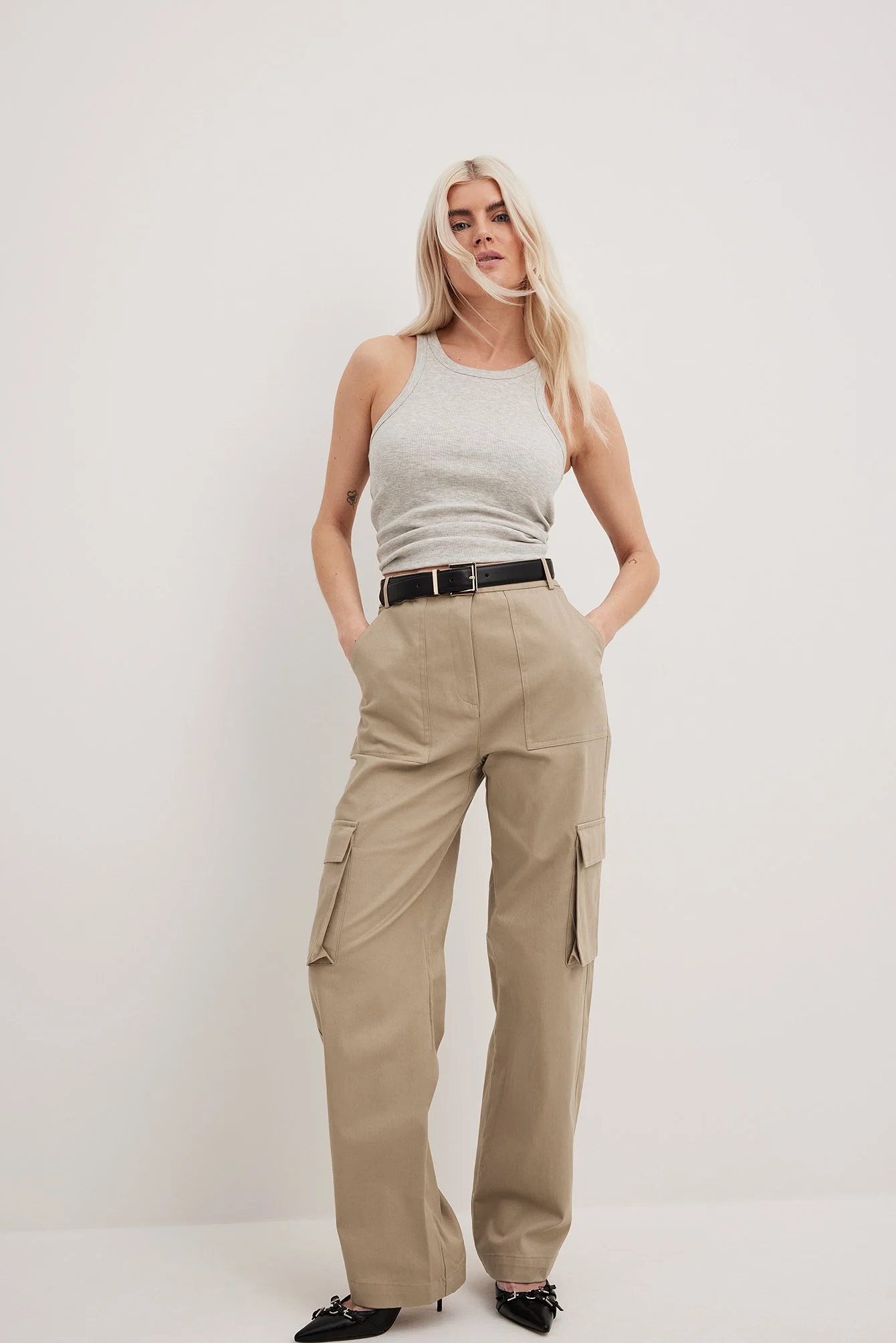 Cargo-Taschenhose mit hoher Taille