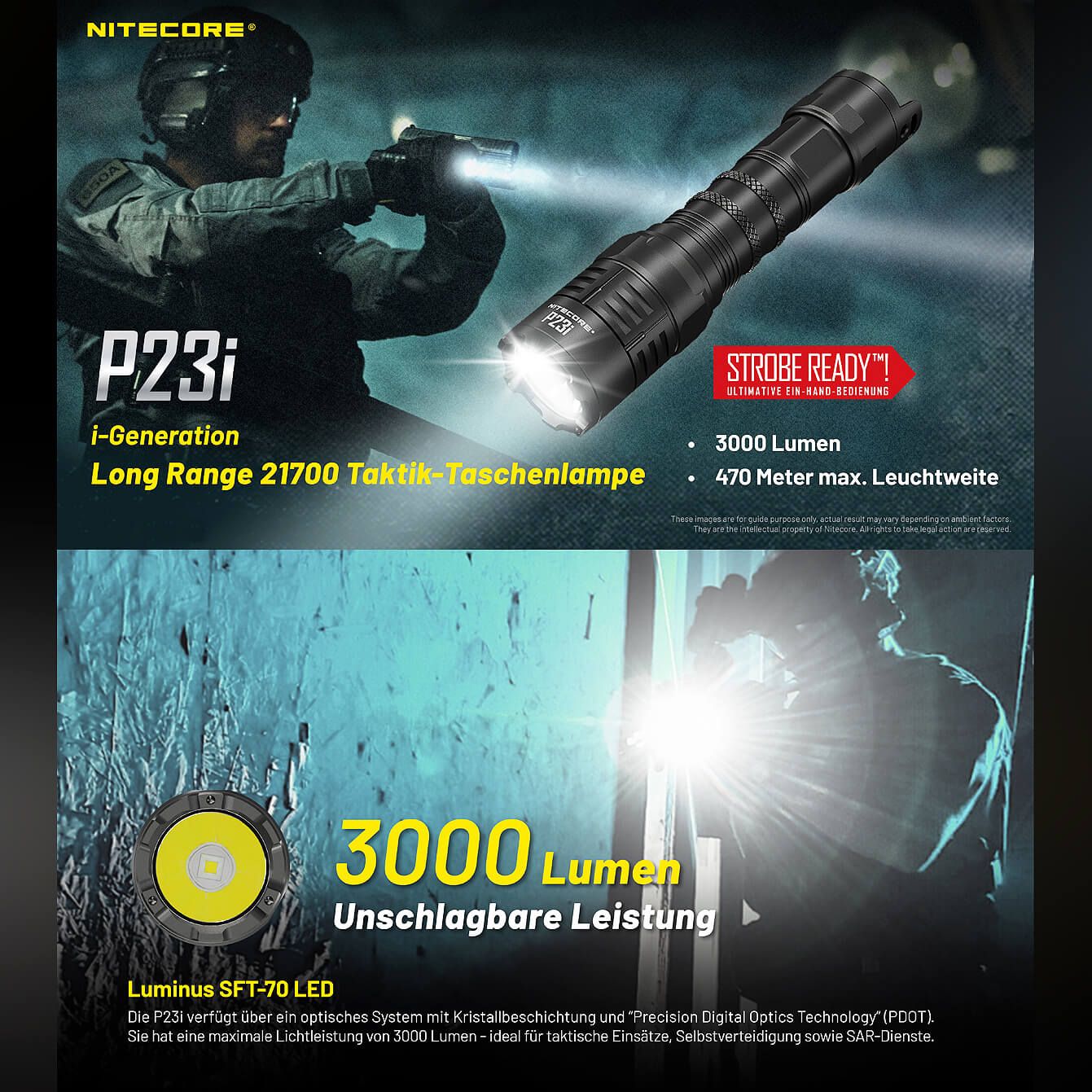 Tactical LED Taschenlampe P23i