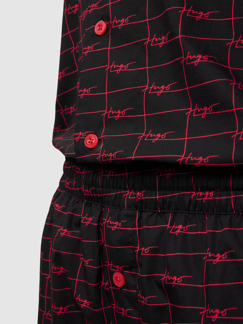 Pyjama mit Allover-Label-Details Modell 'Hero' in schwarz