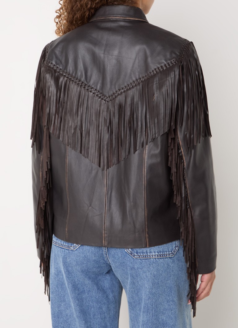 Jachetă MaxMara Eracle din piele de miel cu franjuri