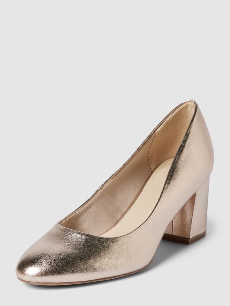 Pumps aus Leder mit abgerundeter Spitze in gold