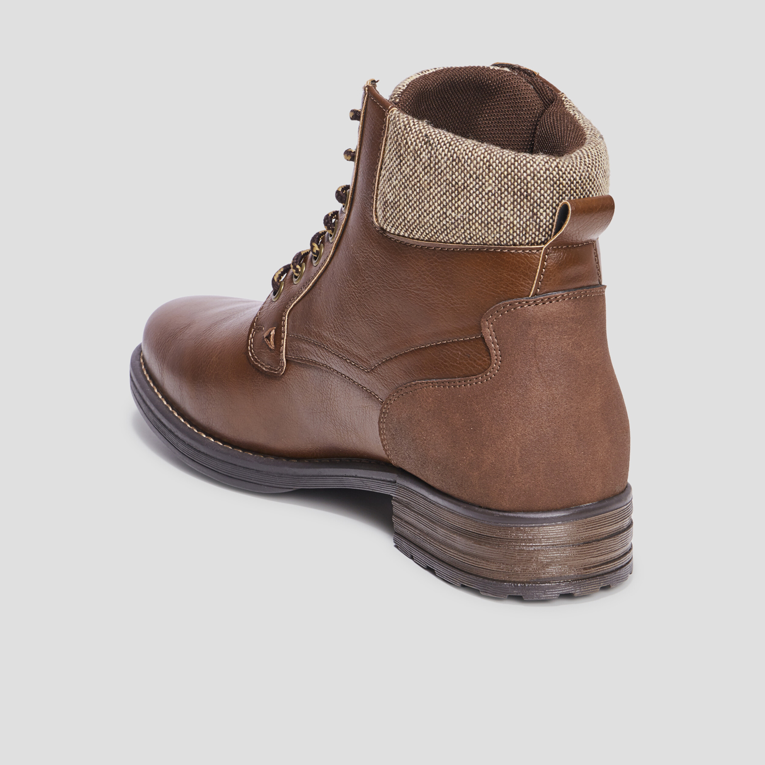 Bottines à lacets bi-matières Bicux marron homme | La Halle