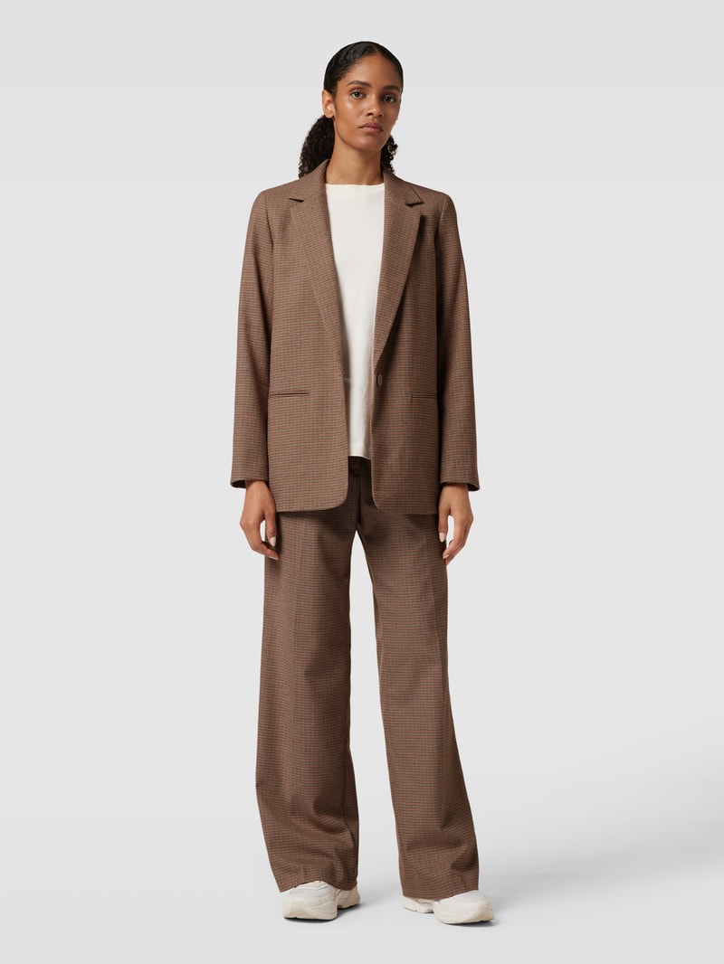 Blazer mit Hahnentrittmuster in camel
