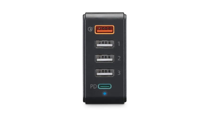 Hama Schnellladegerät 5 Ports, 1x QC 3.0, 3x USB-A, 1x USB-C PD, 51 W, Schwarz