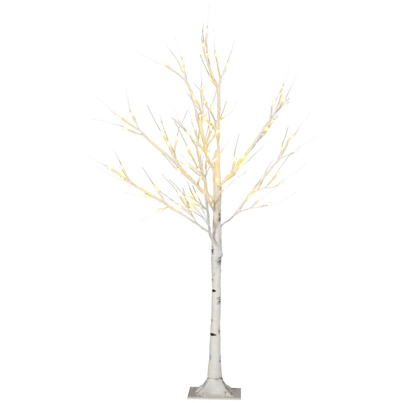 HOMCOM 120 cm Kunstbirke mit LED-Beleuchtung für Weihnachten Ostern Warmweiß