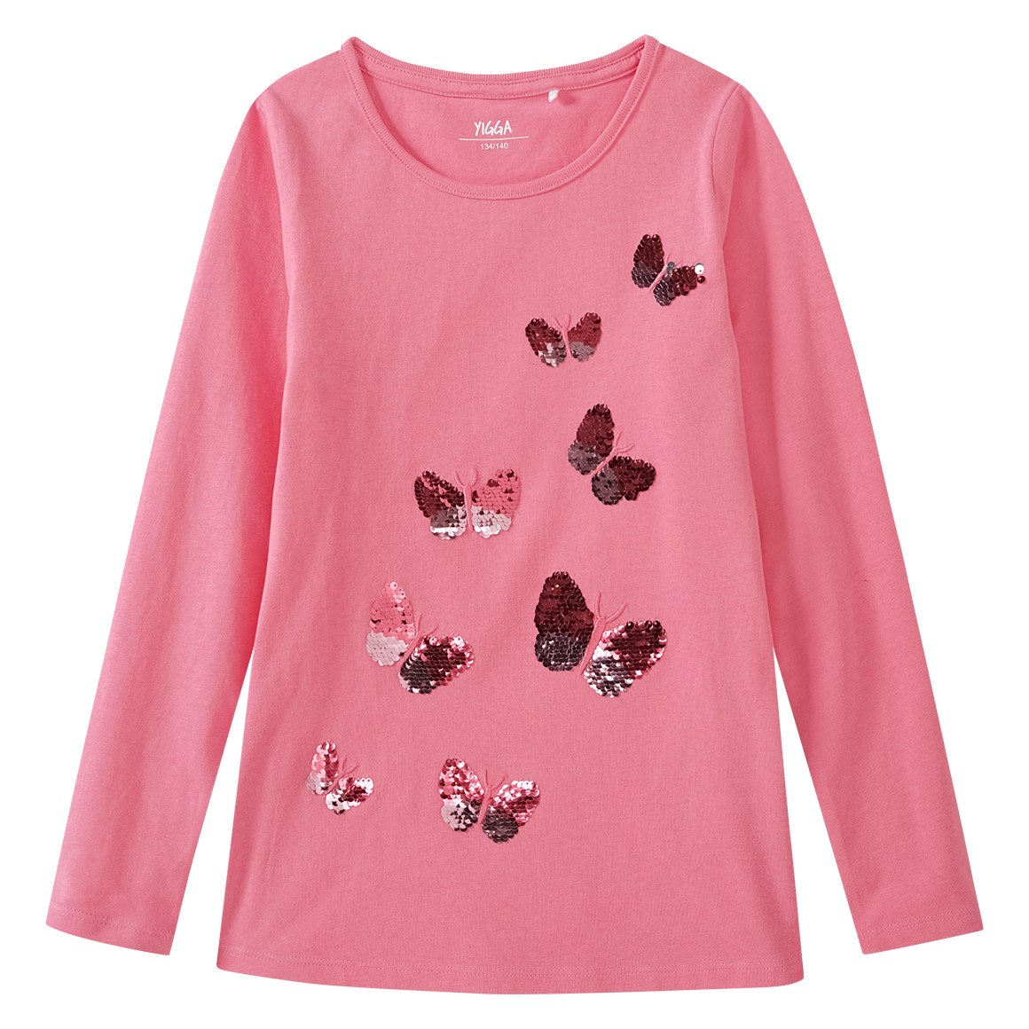 Mädchen Langarmshirt mit Wendepailletten