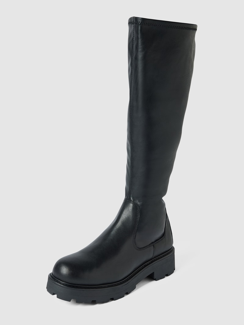Stiefel aus Leder-Mix in schwarz