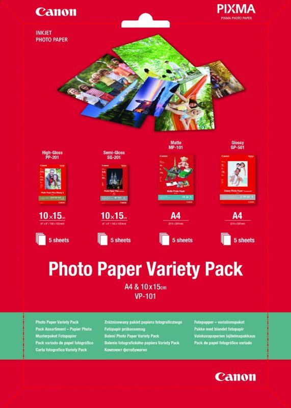 Canon Fotopapier Variety Pack VP-101 0775B078 10 x 10x15 cm 170 g/m² Weiß 20 Blatt