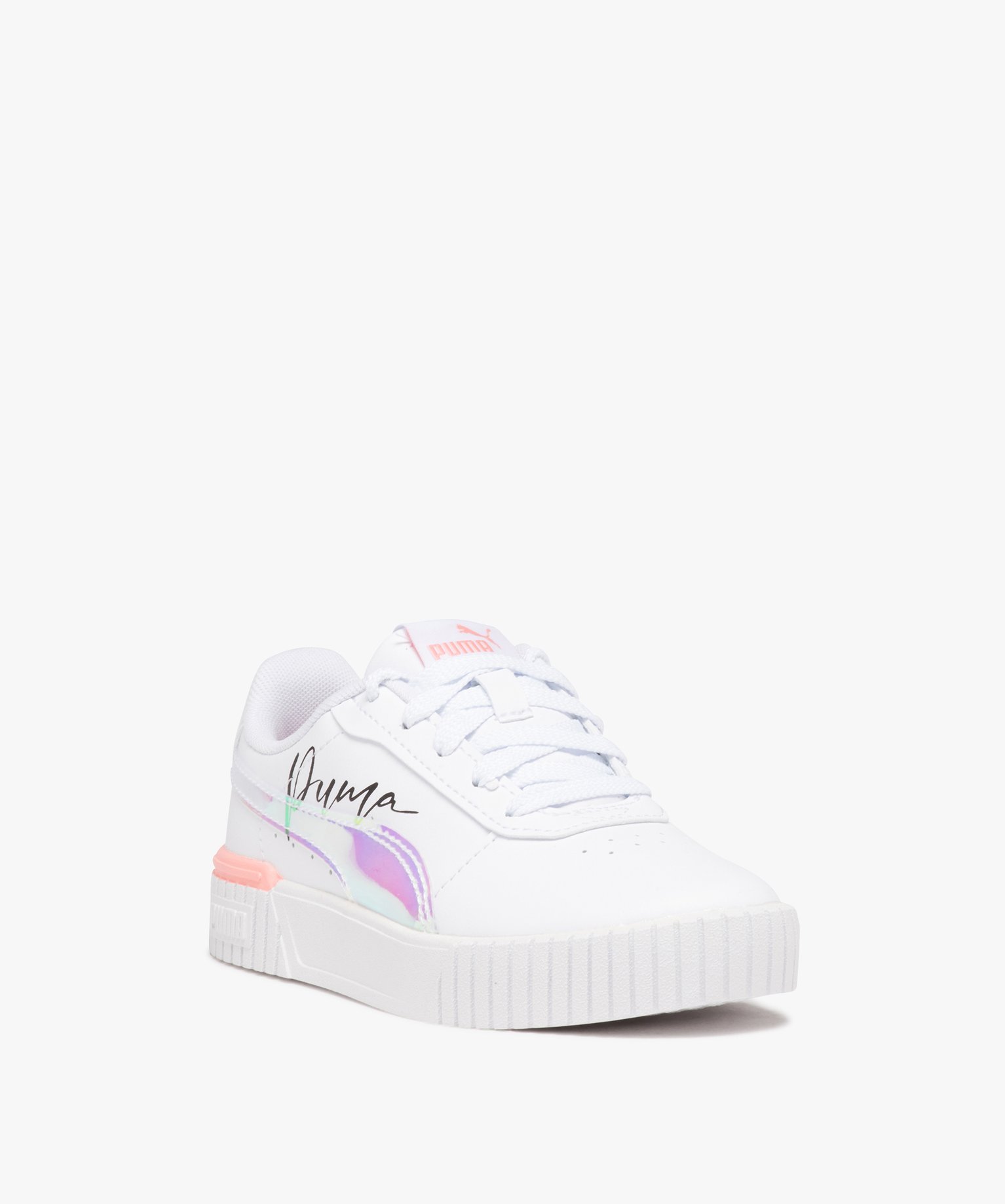 Baskets fille unies à lacets avec détails métallisés - Puma blanc | GEMO