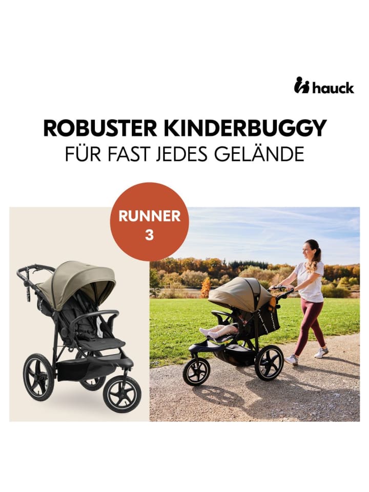 Hauck Buggy & Jogger Runner 3 (mit großen Luftreifen) - Olive in gruen,schwarz günstig kaufen onesize
