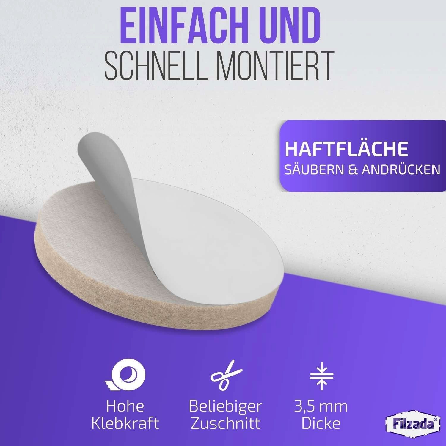 Filzada Filzgleiter Filzgleiter 106 St Selbstklebend Set Möbelgleiter Filz Rund Eckig