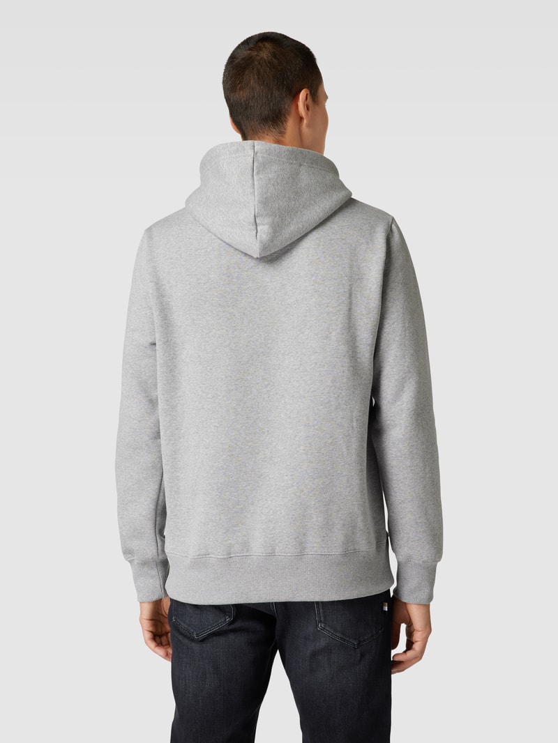 Hoodie mit Label-Print in mittelgrau meliert