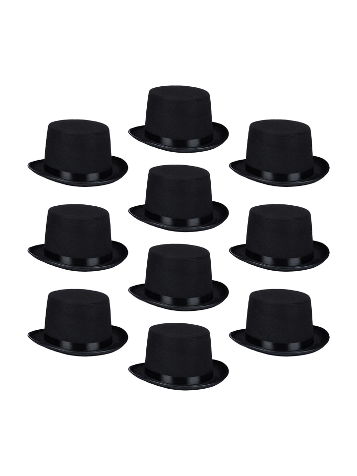 relaxdays 10x Zylinderhut in Schwarz günstig kaufen onesize